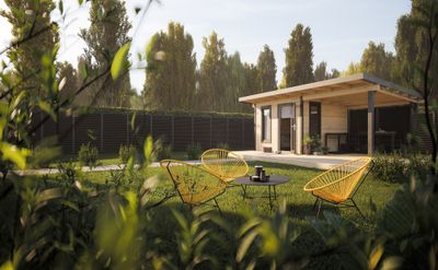 Studio de jardin en bois avec pergola Grace - 23,7 m² hors-tout - Livraison à domicile incluse - PALMAKO