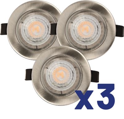 Spots LED encastrables GU10 lumière blanc neutre Acier par 3 - Saphyr ARLUX