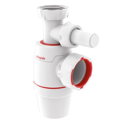 Siphon NEO blanc Ø40 mm pour évier avec raccord machine à laver - WIRQUIN