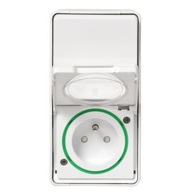 Interrupteur va-et-vient + prise verticale étanche IP55 saillie blanc - Mureva Styl SCHNEIDER ELECTRIC