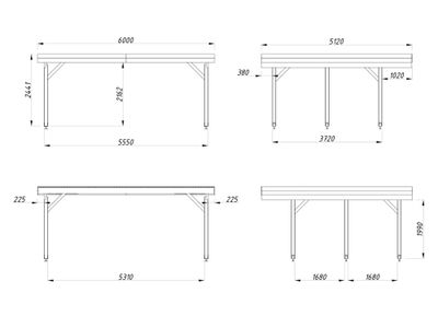 Carport toit plat en bois Karl - 2 voitures - 30,7 m² hors-tout - Livraison à domicile incluse - PALMAKO