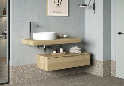 Plan de travail de salle de bains Lotus 100 x 8 x 46 cm panneau de particules bois