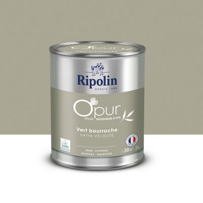 Peinture O'PUR Satin VERT BOURRACHE 2 L - RIPOLIN