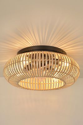 Ventilateur de plafond design bambou 4xE27 + télécommande Ø50cm - Fortaleza COREP