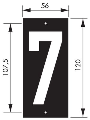 Plaque chiffre 7  à visser 56 x 130 mm fond noir THIRARD