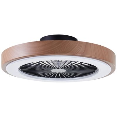 Plafonnier ventilateur LED Slimline bois et noir 40W 4700 lumens RGBW - BRILLIANT