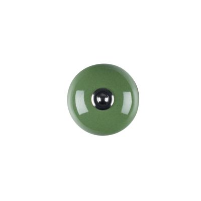 Bouton de meuble rond porcelaine acier vert olive diamètre 40 mm REI
