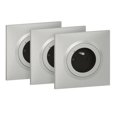 Prises électriques connectées encastrables + plaque Aluminium par 3 - Dooxie with Netatmo LEGRAND
