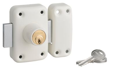 Verrou de porte d'entrée Apache à cylindre double entrée 40 mm blanc 3 clés THIRARD