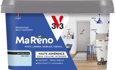 Peinture de rénovation multi- V33supports MaRéno ciel d'été finition satinée 2 L - V33