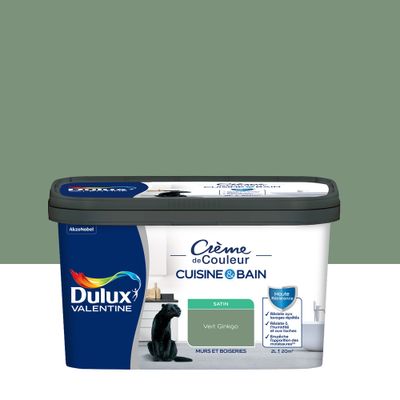Peinture Crème de Couleur Cuisine et Bain Satin Vert Ginkgo 2 L - DULUX VALENTINE