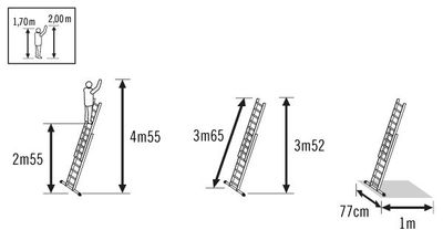 Echelle transformable base rapportée 2 plans HobbyStep 3,60 / 4,50 m HAILO