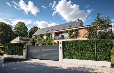Portail battant aluminium ALIZEE l.3,50 x H.1,71 m blanc  - PREFALU