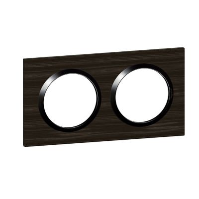 Plaque de finition 2 postes carrée Effet bois ébène - Dooxie LEGRAND