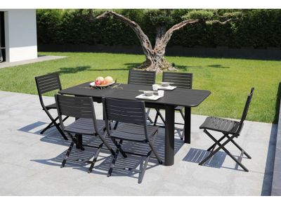 Table de jardin EOS aluminium graphite 130/180 x 80 cm - PRO LOISIRS, Livraison gratuite domicile