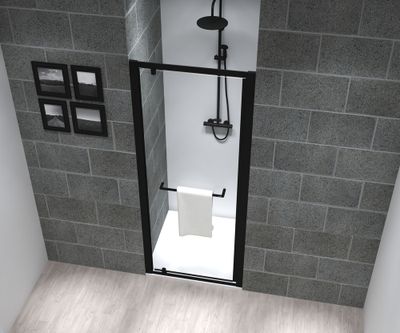 Porte de douche pivotante 90x195 cm profilé noir verre transparent 6 mm Serenity - OCEA