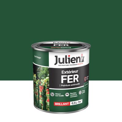 Peinture fer antirouille vert potager brillant 0,5 L - JULIEN