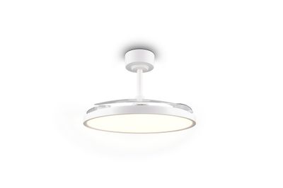 Ventilateur de plafond à pales rétractables LED + télécommande Blanc Ø106cm - Kasfjord REALITY