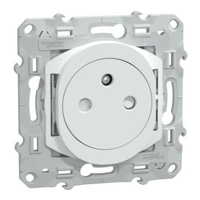 Prises 2 pôles + terre Ovalis affleurante blanc par 10 - SCHNEIDER ELECTRIC