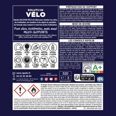 Bombe de peinture multi-supports solution vélo bleu galaxie mat velouté400 mL - RIPOLIN