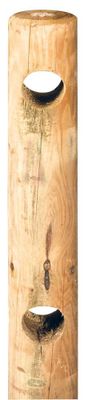 Poteau intermédiaire clôture bois ranch 2 perçages pin traité autoclave - Ø140 x 1500 mm - HENRY TIMBER