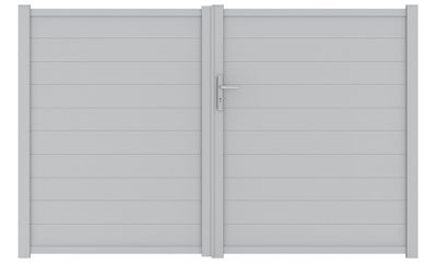 Portail battant aluminium BREZINS l.3,00 x H.1,60 m gris clair JARDIMAT