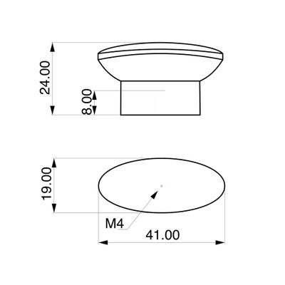 Bouton de meuble ovale gris nickel 41 x 20 mm REI