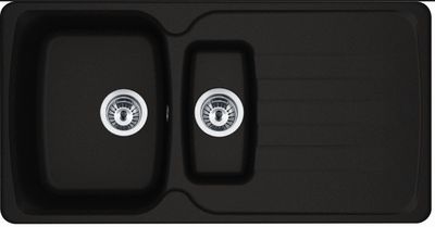 Evier de cuisine fragranit noir onyx 97x50 cm 2 bacs 1 egouttoir Azur - FRANKE
