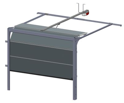 Porte de garage sectionnelle motorisée avec hublots l.240 x h.200 cm lisse gris- SPADONE