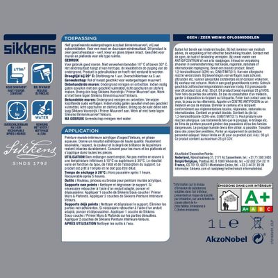 Peinture pour murs et plafonds velours blanc 1 L - SIKKENS