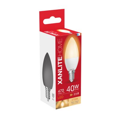 Ampoule LED flamme SMD E14 opaque 6W = 470 lumens blanc chaud - XANLITE