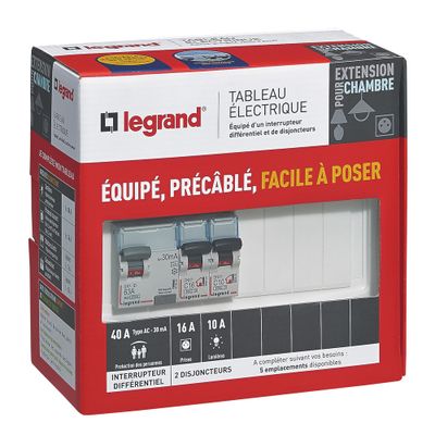 Tableau électrique pré-équipé 1 rangée pour extension - Drivia LEGRAND