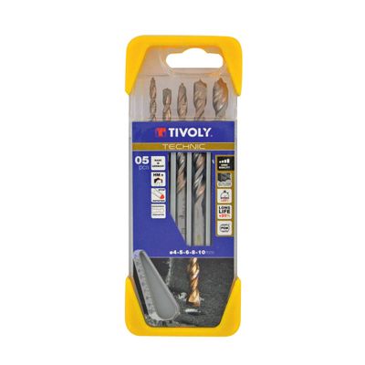 Coffret 5 forets béton diamètre 4-5-6-8-10 mm - TIVOLY