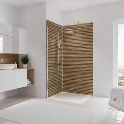 Panneaux muraux de douche 100+100x210 cm japandi horizontal DecoDesign Décor - SCHULTE
