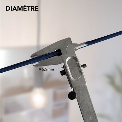 Câble électrique tissu bleu marine 3m - TIBELEC
