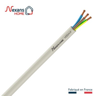 Câble électrique H05VV-F 3G1,5 mm² souple intérieur 25 m blanc - NEXANS
