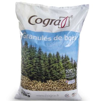 Pellet granulés bois 100 % COGRA sac de 15 kg - COGRA