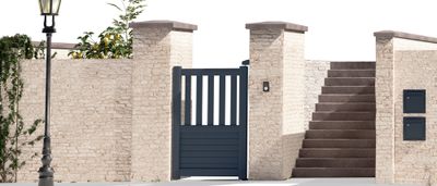 Portillon battant aluminium JULES l.1,00 x H.1,35 m gris  - PREFALU