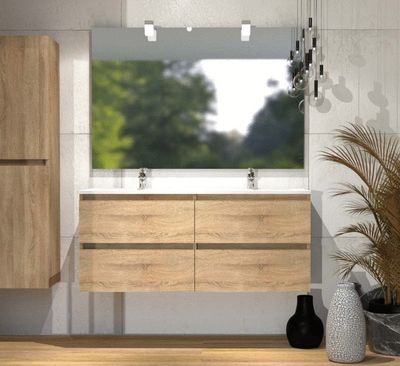 Meuble de salle de bains Evasion 4 tiroirs L120 x H83 x P46 cm panneaux de particules bois - CONCILIO