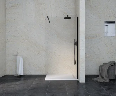 Paroi de douche à l'italienne 100x195 cm profilé noir verre transparent 6 mm Serenity - OCEA