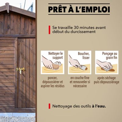 Pâte à bois à l'eau pour petits trous et fissures meurisier 80gr SINTOBOIS