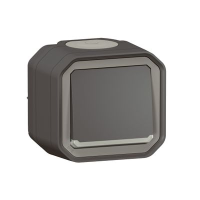 Interrupteur va-et-vient étanche IP55 avec témoin lumineux en saillie Anthracite - Plexo LEGRAND