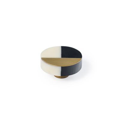 Bouton de meuble rond noir blanc doré diamètre 39 mm REI