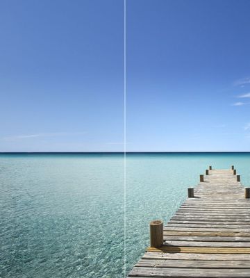 Panneaux muraux de douche 90+90x210 cm ponton Maldives DécoDesign Photo - SCHULTE