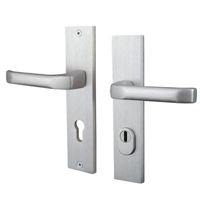 Poignées de porte sur plaques à cylindre sécurité Odin argent ALPERTEC