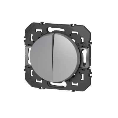 Interrupteur va-et-vient encastrable et bouton poussoir Aluminium - Dooxie LEGRAND