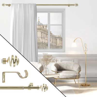 Kit de tringle à rideaux extensible en métal de 1.20 à 2.10 mm diam 16 mm Finition Doré - MOBOIS