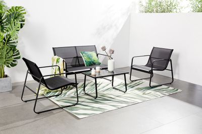 Salon de jardin LEA 4 personnes en acier gris