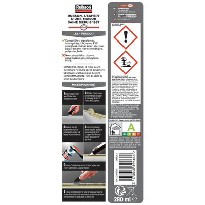 Mastic Spécial Matériaux Autos-Bateaux Noir 280 ml RUBSON