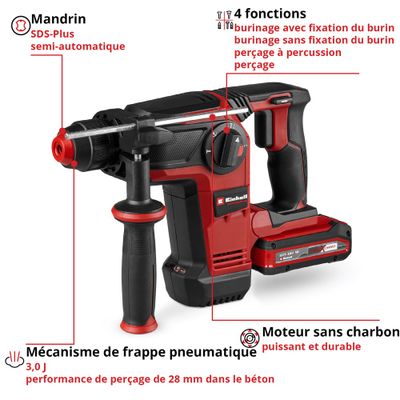 Marteau perforateur PXC sans fil TP-HD 18/28 - EINHELL